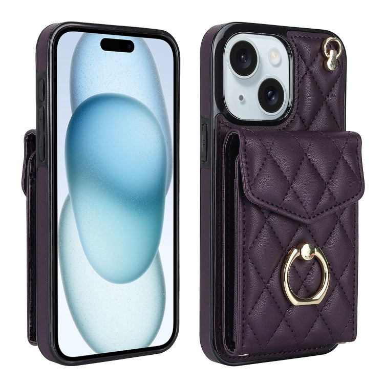 Estuche para teléfono con textura romboidal con cordón largo, For iPhone 15 Pro, For iPhone 15 Plus, For iPhone 15, For iPhone 14 Plus, For iPhone 14, For iPhone 14 Pro