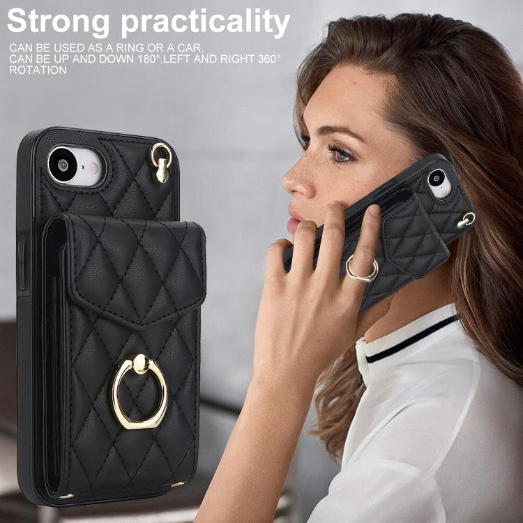 Estuche para teléfono con textura romboidal con cordón largo, For iPhone 17e / 16e, For iPhone 17 Pro Max, For iPhone 17 Pro, For iPhone 17, For iPhone Air, For iPhone 15 Pro Max