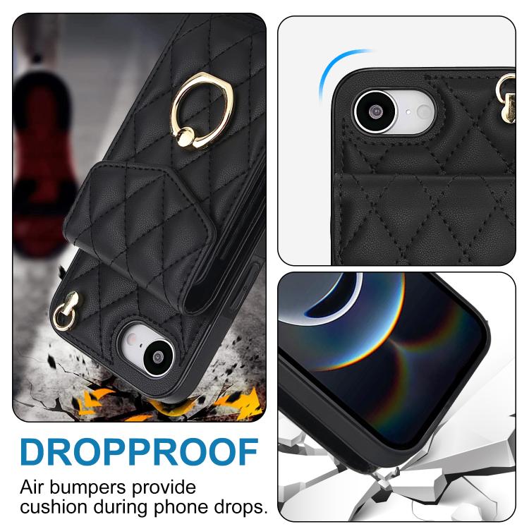 Estuche para teléfono con textura romboidal con cordón largo, For iPhone 17e / 16e, For iPhone 17 Pro Max, For iPhone 17 Pro, For iPhone 17, For iPhone Air, For iPhone 15 Pro Max