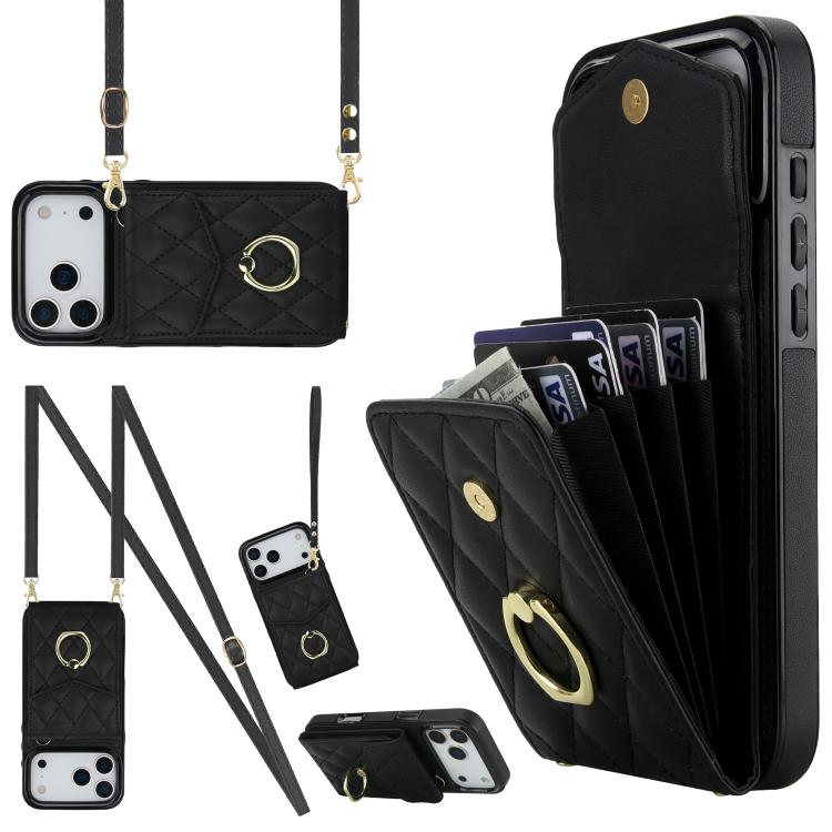 Estuche para teléfono con textura romboidal con cordón largo, For iPhone 17e / 16e, For iPhone 17 Pro Max, For iPhone 17 Pro, For iPhone 17, For iPhone Air, For iPhone 15 Pro Max