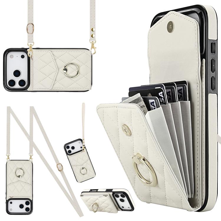 Estuche para teléfono con textura romboidal con cordón largo, For iPhone 17e / 16e, For iPhone 17 Pro Max, For iPhone 17 Pro, For iPhone 17, For iPhone Air, For iPhone 15 Pro Max