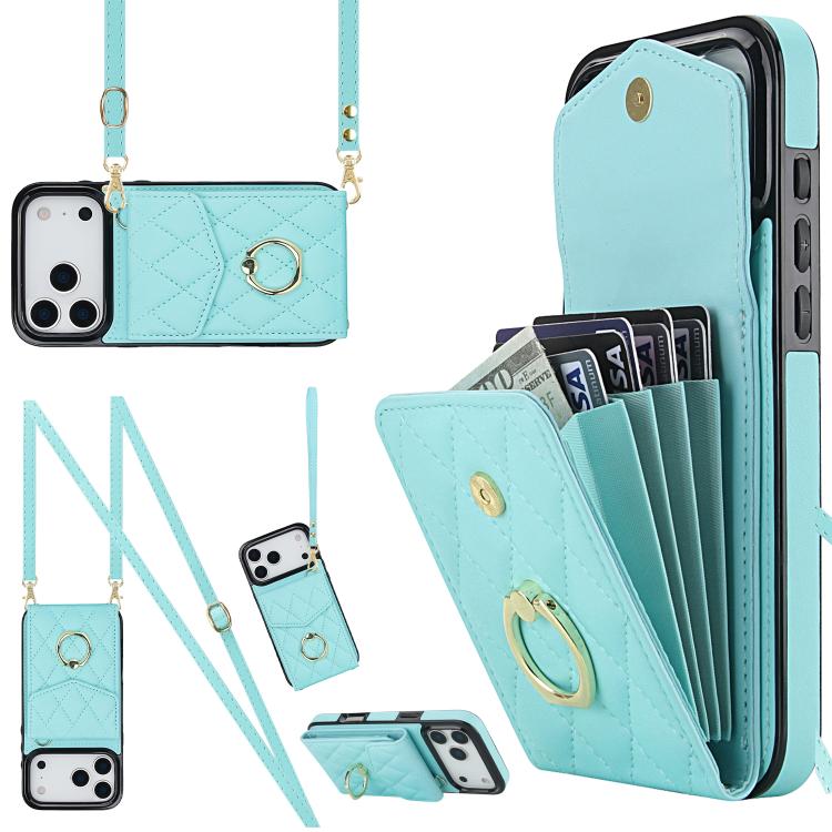 Estuche para teléfono con textura romboidal con cordón largo, For iPhone 17e / 16e, For iPhone 17 Pro Max, For iPhone 17 Pro, For iPhone 17, For iPhone Air, For iPhone 15 Pro Max