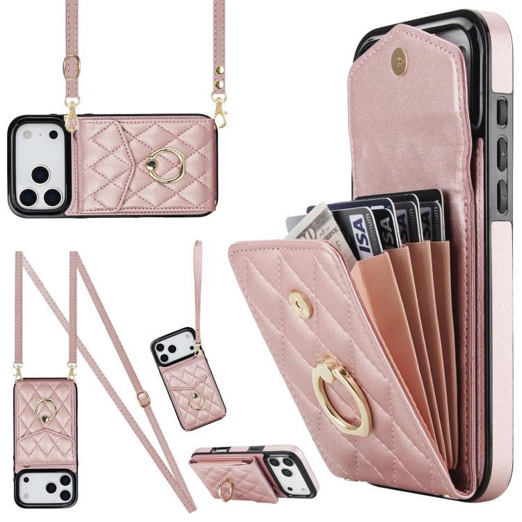Estuche para teléfono con textura romboidal con cordón largo, For iPhone 17e / 16e, For iPhone 17 Pro Max, For iPhone 17 Pro, For iPhone 17, For iPhone Air, For iPhone 15 Pro Max