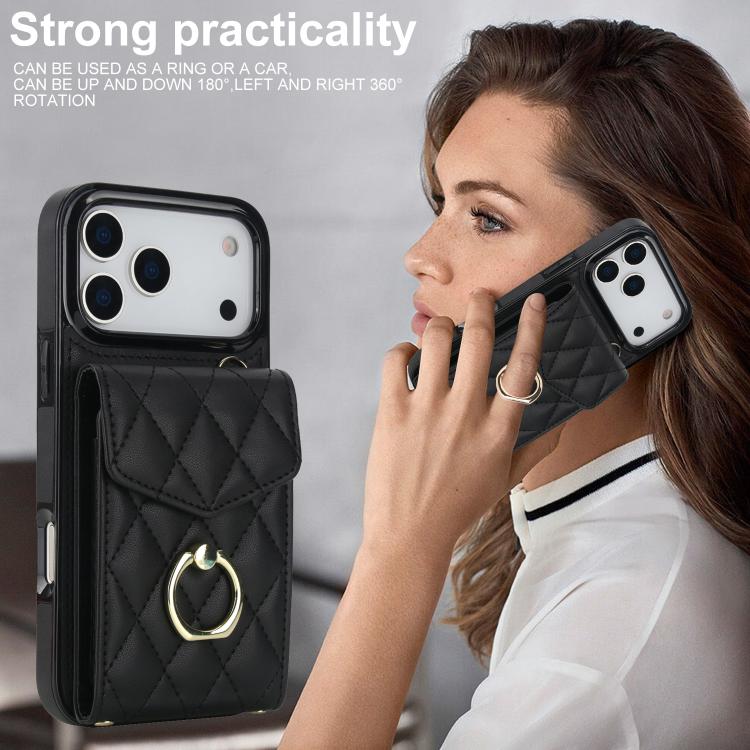 Estuche para teléfono con textura romboidal con cordón largo, For iPhone 18 Pro / 17 Pro, For iPhone 18 Pro Max / 17 Pro Max, For iPhone 17e / 16e, For iPhone 17, For iPhone Air, For iPhone 15 Pro Max