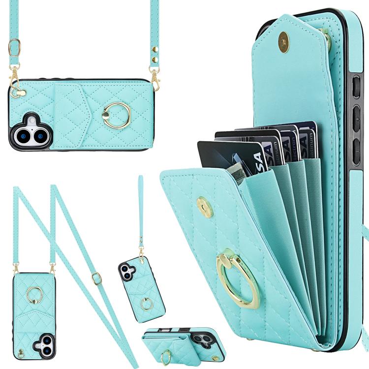 Estuche para teléfono con textura romboidal con cordón largo, For iPhone 17e / 16e, For iPhone 17 Pro Max, For iPhone 17 Pro, For iPhone 17, For iPhone Air, For iPhone 15 Pro Max