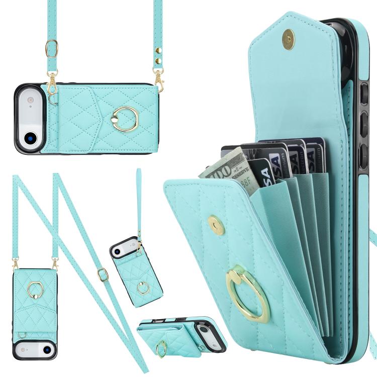 Estuche para teléfono con textura romboidal con cordón largo, For iPhone 17e / 16e, For iPhone 17 Pro Max, For iPhone 17 Pro, For iPhone 17, For iPhone Air, For iPhone 15 Pro Max