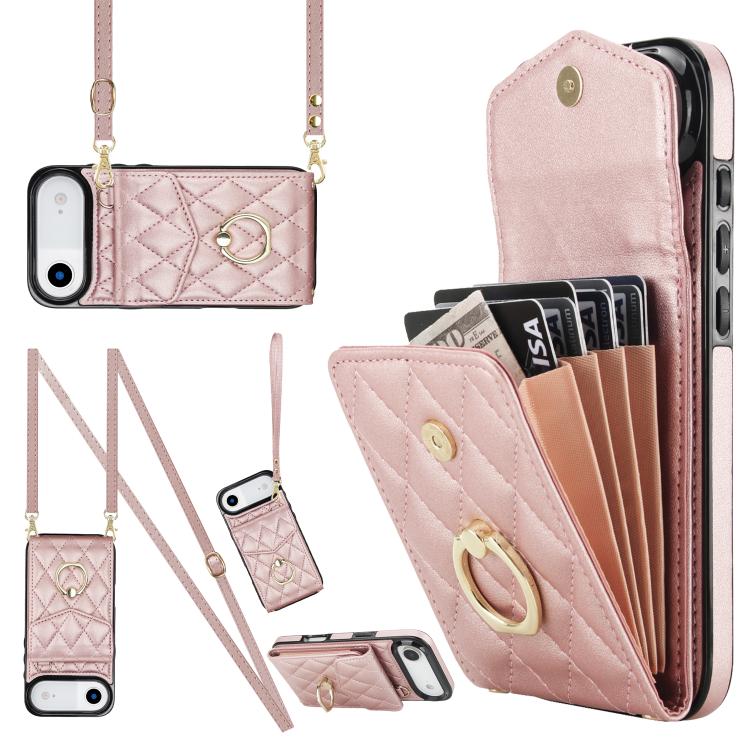 Estuche para teléfono con textura romboidal con cordón largo, For iPhone 17e / 16e, For iPhone 17 Pro Max, For iPhone 17 Pro, For iPhone 17, For iPhone Air, For iPhone 15 Pro Max