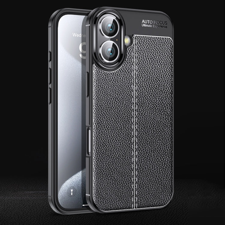 Funda de teléfono TPU a prueba de golpes con textura Litchi, For iPhone 16e / 17e, For iPhone 17 Pro Max, For iPhone 17 Pro, For iPhone 17, For iPhone Air, For iPhone 16 Pro Max, For iPhone 16 Pro, For iPhone 16 Plus, For iPhone 16, For iPhone 15 Pro M...