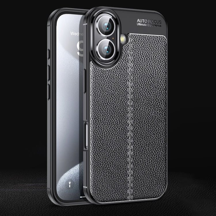 Funda de teléfono TPU a prueba de golpes con textura Litchi, For iPhone 16e / 17e, For iPhone 17 Pro Max, For iPhone 17 Pro, For iPhone 17, For iPhone Air, For iPhone 16 Pro Max, For iPhone 16 Pro, For iPhone 16 Plus, For iPhone 16, For iPhone 15 Pro M...