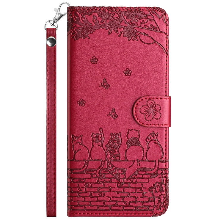 Estuche para teléfono de cuero con estampado de gato con cordón, For iPhone 11 Pro, For iPhone XS Max, For iPhone X, For iPhone 7 Plus / 8 Plus