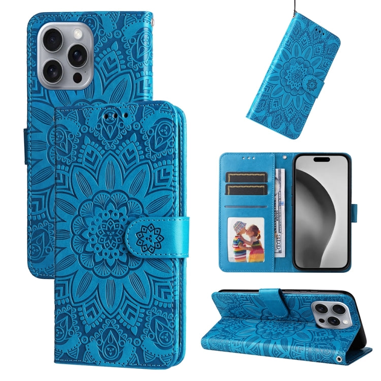 Estuche para teléfono de cuero con estampado de girasol en relieve, For iPhone 18 Pro / 17 Pro, For iPhone 18 Pro Max / 17 Pro Max, For iPhone 17e / 16e, For iPhone 17, For iPhone Air, For iPhone 16 Pro Max, For iPhone 16 Pro, For iPhone 16 Plus       ...