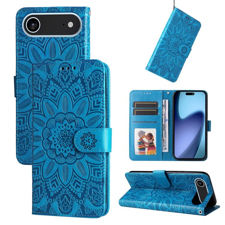 Estuche para teléfono de cuero con estampado de girasol en relieve, For iPhone 18 Pro / 17 Pro, For iPhone 18 Pro Max / 17 Pro Max, For iPhone 17e / 16e, For iPhone 17, For iPhone Air, For iPhone 16 Pro Max, For iPhone 16 Pro, For iPhone 16 Plus       ...