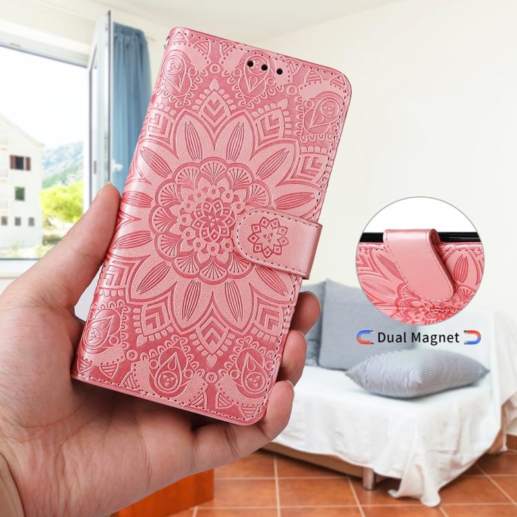 Estuche para teléfono de cuero con estampado de girasol en relieve, For iPhone 18 Pro / 17 Pro, For iPhone 18 Pro Max / 17 Pro Max, For iPhone 17e / 16e, For iPhone 17, For iPhone Air, For iPhone 16 Pro Max, For iPhone 16 Pro, For iPhone 16 Plus       ...