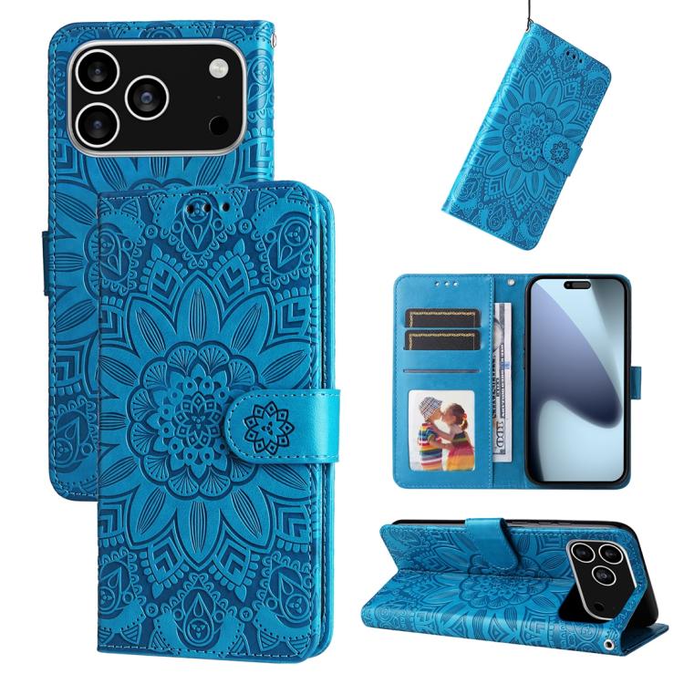Estuche para teléfono de cuero con estampado de girasol en relieve, For iPhone 18 Pro / 17 Pro, For iPhone 18 Pro Max / 17 Pro Max, For iPhone 17e / 16e, For iPhone 17, For iPhone Air, For iPhone 16 Pro Max, For iPhone 16 Pro, For iPhone 16 Plus       ...