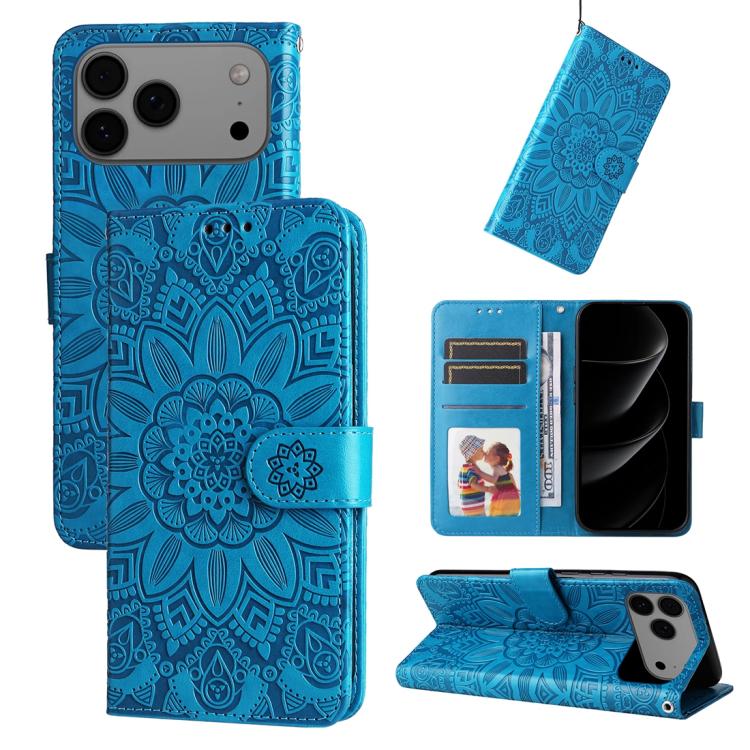 Estuche para teléfono de cuero con estampado de girasol en relieve, For iPhone 18 Pro / 17 Pro, For iPhone 18 Pro Max / 17 Pro Max, For iPhone 17e / 16e, For iPhone 17, For iPhone Air, For iPhone 16 Pro Max, For iPhone 16 Pro, For iPhone 16 Plus       ...