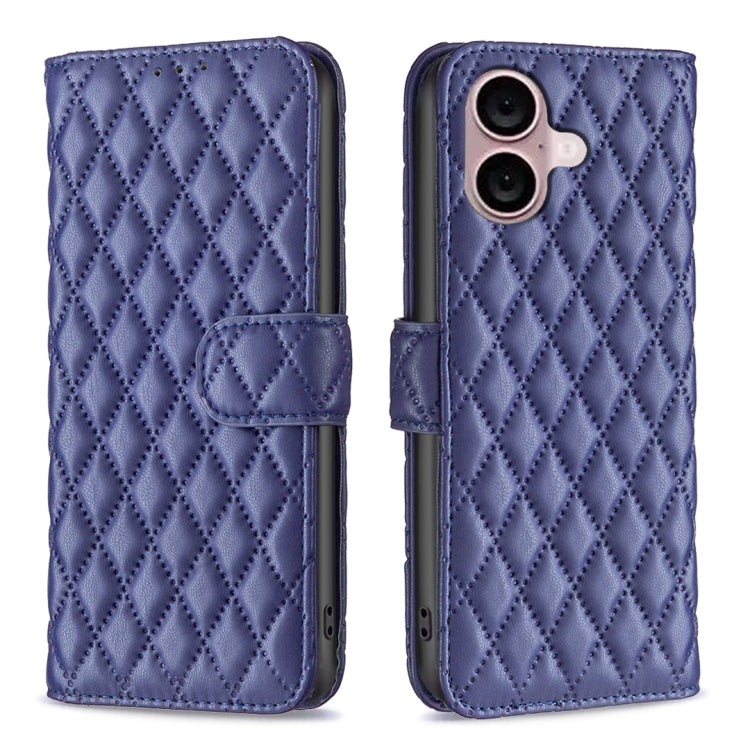 Estuche para teléfono de cuero con tapa tipo billetera Diamond Lattice, For iPhone 18 Pro/17 Pro, For iPhone 18 Pro Max/17 Pro Max, For iPhone 17e / 16e, For iPhone 17, For iPhone Air, For iPhone 16 Pro Max, For iPhone 16 Pro, For iPhone 16 Plus