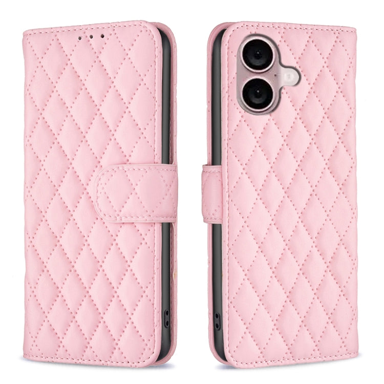 Estuche para teléfono de cuero con tapa tipo billetera Diamond Lattice, For iPhone 18 Pro/17 Pro, For iPhone 18 Pro Max/17 Pro Max, For iPhone 17e / 16e, For iPhone 17, For iPhone Air, For iPhone 16 Pro Max, For iPhone 16 Pro, For iPhone 16 Plus