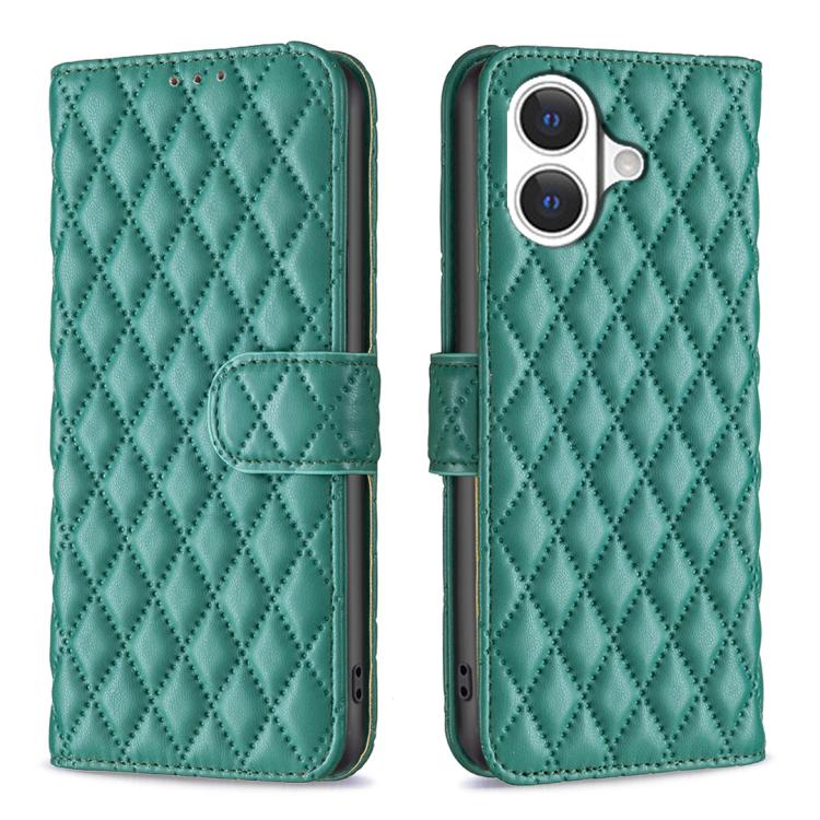 Estuche para teléfono de cuero con tapa tipo billetera Diamond Lattice, For iPhone 18 Pro/17 Pro, For iPhone 18 Pro Max/17 Pro Max, For iPhone 17e / 16e, For iPhone 17, For iPhone Air, For iPhone 16 Pro Max, For iPhone 16 Pro, For iPhone 16 Plus