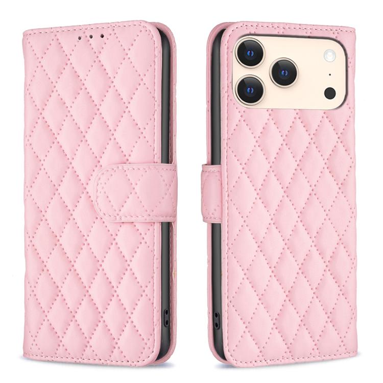 Estuche para teléfono de cuero con tapa tipo billetera Diamond Lattice, For iPhone 18 Pro/17 Pro, For iPhone 18 Pro Max/17 Pro Max, For iPhone 17e / 16e, For iPhone 17, For iPhone Air, For iPhone 16 Pro Max, For iPhone 16 Pro, For iPhone 16 Plus