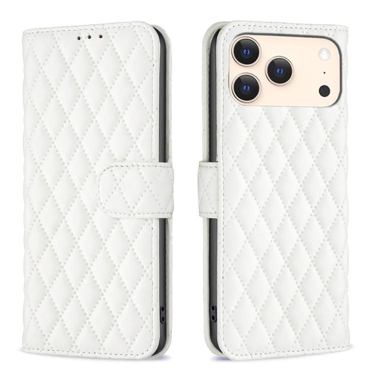 Estuche para teléfono de cuero con tapa tipo billetera Diamond Lattice, For iPhone 18 Pro/17 Pro, For iPhone 18 Pro Max/17 Pro Max, For iPhone 17e / 16e, For iPhone 17, For iPhone Air, For iPhone 16 Pro Max, For iPhone 16 Pro, For iPhone 16 Plus