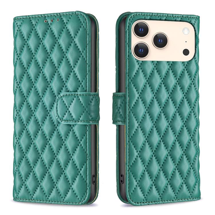 Estuche para teléfono de cuero con tapa tipo billetera Diamond Lattice, For iPhone 18 Pro/17 Pro, For iPhone 18 Pro Max/17 Pro Max, For iPhone 17e / 16e, For iPhone 17, For iPhone Air, For iPhone 16 Pro Max, For iPhone 16 Pro, For iPhone 16 Plus