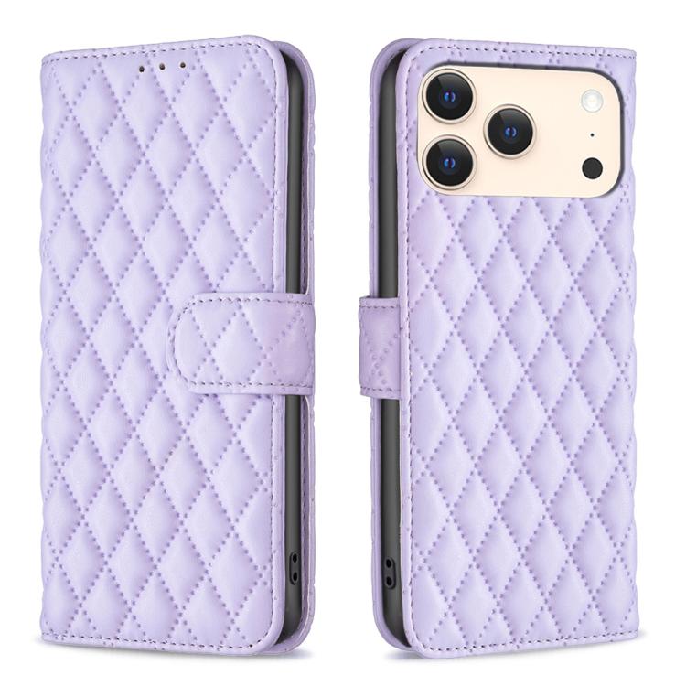 Estuche para teléfono de cuero con tapa tipo billetera Diamond Lattice, For iPhone 18 Pro/17 Pro, For iPhone 18 Pro Max/17 Pro Max, For iPhone 17e / 16e, For iPhone 17, For iPhone Air, For iPhone 16 Pro Max, For iPhone 16 Pro, For iPhone 16 Plus