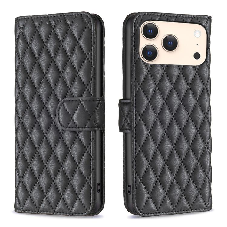 Estuche para teléfono de cuero con tapa tipo billetera Diamond Lattice, For iPhone 18 Pro/17 Pro, For iPhone 18 Pro Max/17 Pro Max, For iPhone 17e / 16e, For iPhone 17, For iPhone Air, For iPhone 16 Pro Max, For iPhone 16 Pro, For iPhone 16 Plus