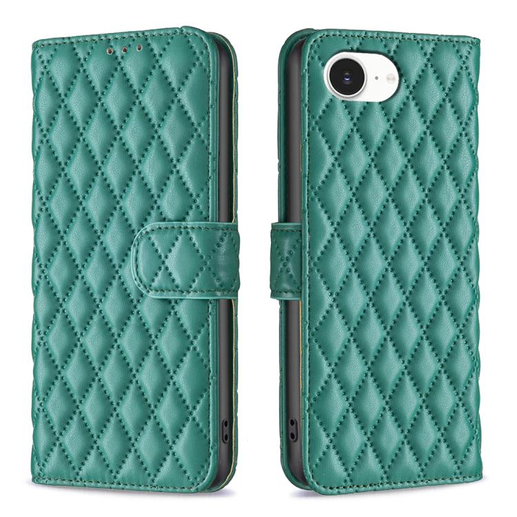 Estuche para teléfono de cuero con tapa tipo billetera Diamond Lattice, For iPhone 18 Pro/17 Pro, For iPhone 18 Pro Max/17 Pro Max, For iPhone 17e / 16e, For iPhone 17, For iPhone Air, For iPhone 16 Pro Max, For iPhone 16 Pro, For iPhone 16 Plus