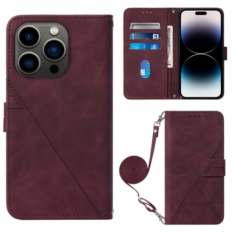 Estuche para teléfono de cuero con tapa en relieve 3D Crossbody, For iPhone 16, For iPhone 15 Pro Max, For iPhone 15 Pro, For iPhone 15 Plus, For iPhone 15, For iPod Touch 7 / 6 / 5