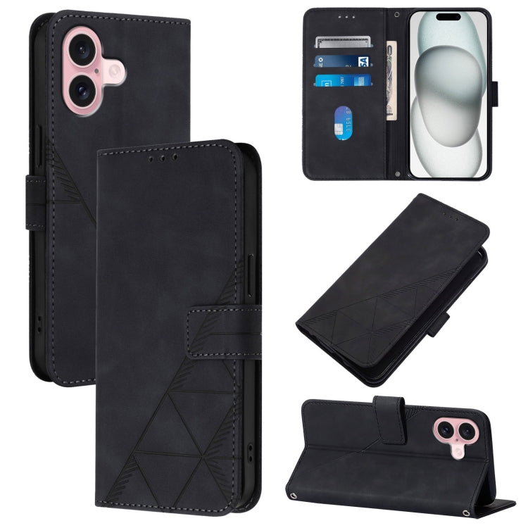 Estuche para teléfono de cuero con tapa en relieve 3D Crossbody, For iPhone 16, For iPhone 15 Pro Max, For iPhone 15 Pro, For iPhone 15 Plus, For iPhone 15, For iPod Touch 7 / 6 / 5