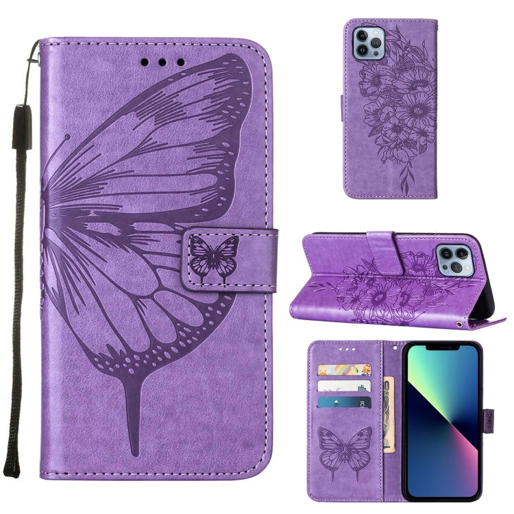 Estuche para teléfono de cuero con mariposa en relieve, For iPhone 16 Pro, For iPhone 16 Plus, For iPhone 16, For iPhone 15 Pro Max, For iPhone 15 Pro, For iPhone 15 Plus