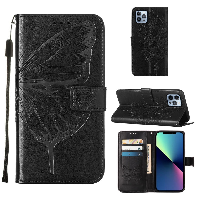 Estuche para teléfono de cuero con mariposa en relieve, For iPhone 16 Pro, For iPhone 16 Plus, For iPhone 16, For iPhone 15 Pro Max, For iPhone 15 Pro, For iPhone 15 Plus