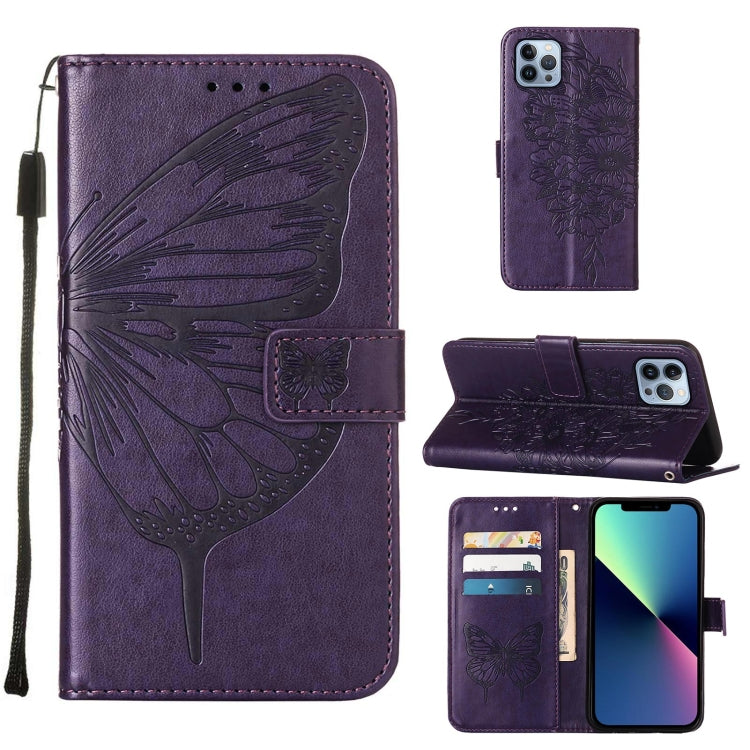 Estuche para teléfono de cuero con mariposa en relieve, For iPhone 16 Pro, For iPhone 16 Plus, For iPhone 16, For iPhone 15 Pro Max, For iPhone 15 Pro, For iPhone 15 Plus