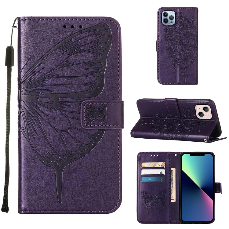 Estuche para teléfono de cuero con mariposa en relieve, For iPhone 16 Pro, For iPhone 16 Plus, For iPhone 16, For iPhone 15 Pro Max, For iPhone 15 Pro, For iPhone 15 Plus