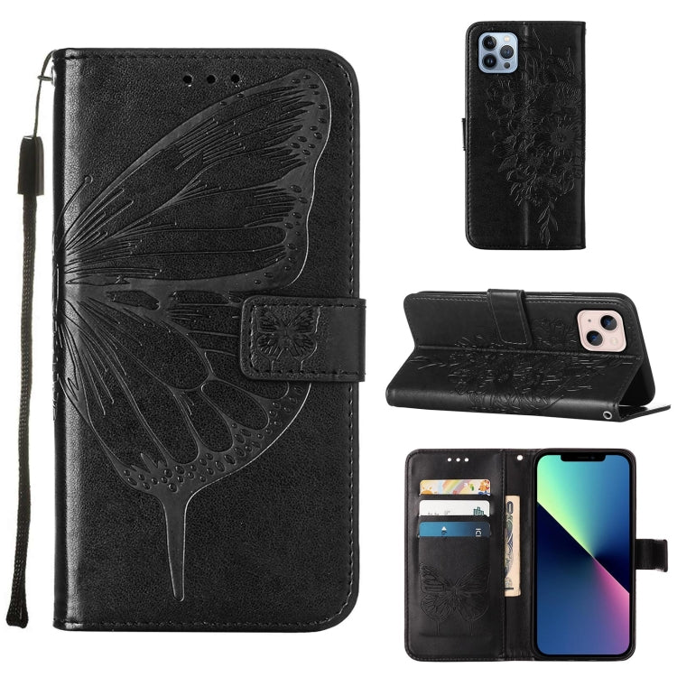 Estuche para teléfono de cuero con mariposa en relieve, For iPhone 15, For iPod Touch 7 / 6 / 5