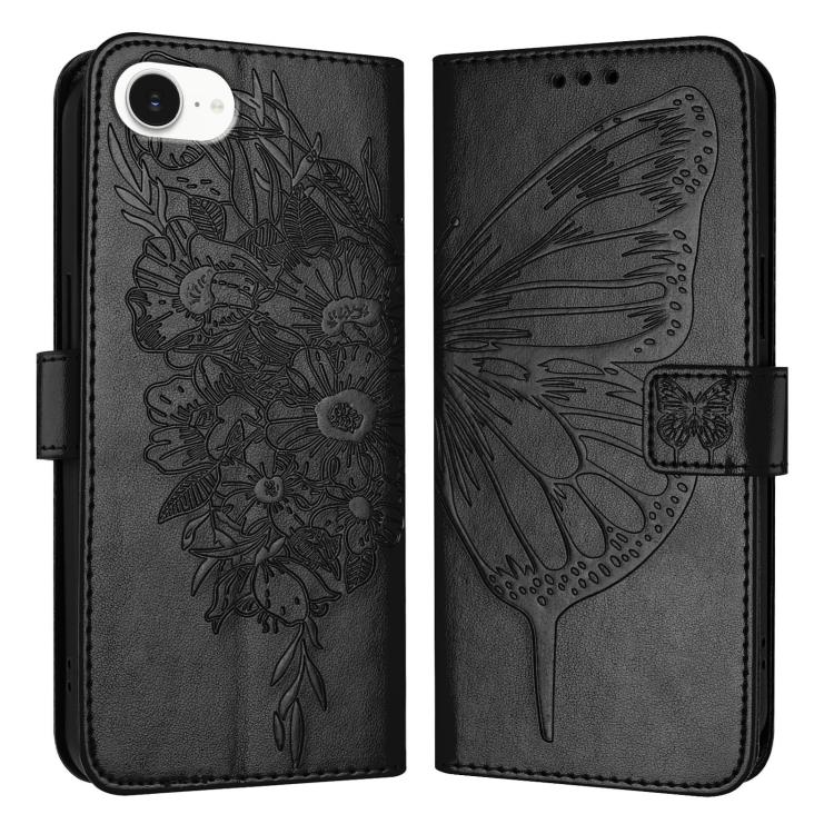 Estuche para teléfono de cuero con mariposa en relieve, For iPhone 17e / 16e, For iPhone 17 Pro Max, For iPhone 17 Pro, For iPhone 17, For iPhone Air, For iPhone 16 Pro Max