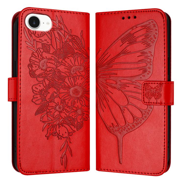 Estuche para teléfono de cuero con mariposa en relieve, For iPhone 18 Pro / 17 Pro, For iPhone 18 Pro Max / 17 Pro Max, For iPhone 17e / 16e, For iPhone 17, For iPhone Air, For iPhone 16 Pro Max