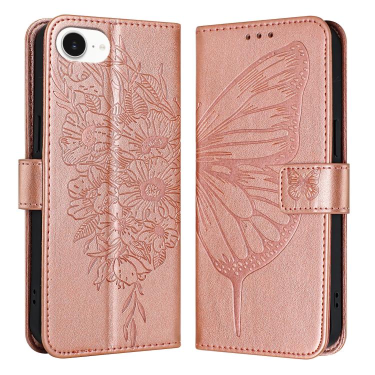 Estuche para teléfono de cuero con mariposa en relieve, For iPhone 18 Pro / 17 Pro, For iPhone 18 Pro Max / 17 Pro Max, For iPhone 17e / 16e, For iPhone 17, For iPhone Air, For iPhone 16 Pro Max