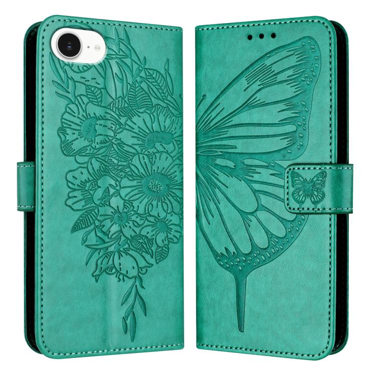 Estuche para teléfono de cuero con mariposa en relieve, For iPhone 18 Pro / 17 Pro, For iPhone 18 Pro Max / 17 Pro Max, For iPhone 17e / 16e, For iPhone 17, For iPhone Air, For iPhone 16 Pro Max