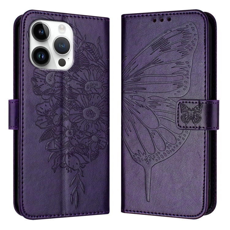 Estuche para teléfono de cuero con mariposa en relieve, For iPhone 18 Pro / 17 Pro, For iPhone 18 Pro Max / 17 Pro Max, For iPhone 17e / 16e, For iPhone 17, For iPhone Air, For iPhone 16 Pro Max