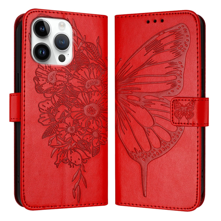 Estuche para teléfono de cuero con mariposa en relieve, For iPhone 18 Pro / 17 Pro, For iPhone 18 Pro Max / 17 Pro Max, For iPhone 17e / 16e, For iPhone 17, For iPhone Air, For iPhone 16 Pro Max