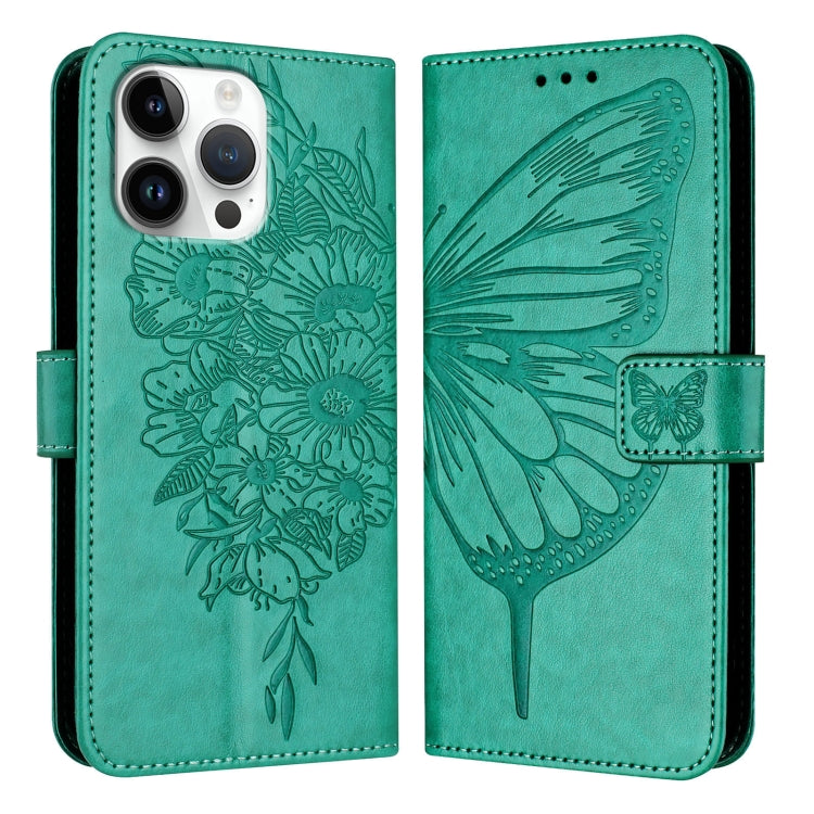 Estuche para teléfono de cuero con mariposa en relieve, For iPhone 18 Pro / 17 Pro, For iPhone 18 Pro Max / 17 Pro Max, For iPhone 17e / 16e, For iPhone 17, For iPhone Air, For iPhone 16 Pro Max