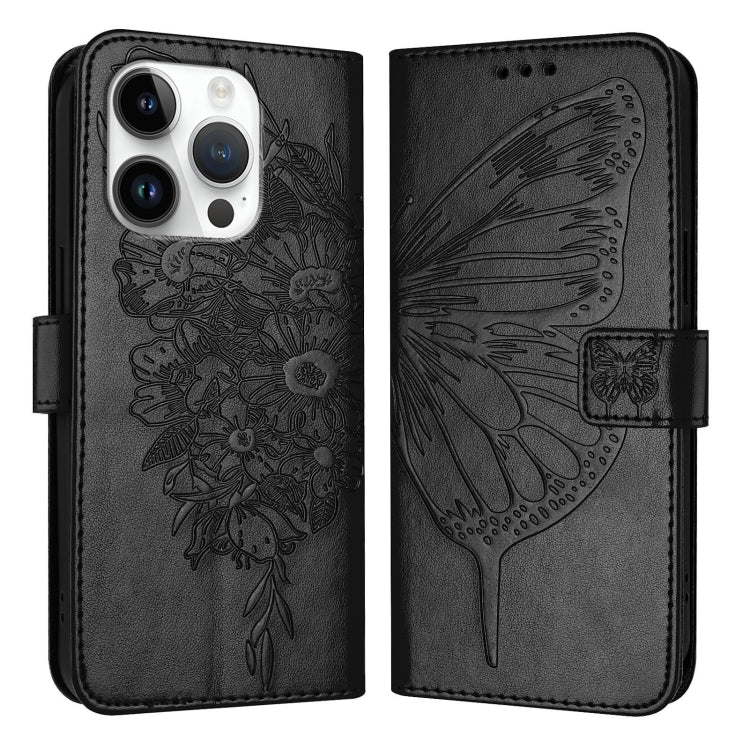 Estuche para teléfono de cuero con mariposa en relieve, For iPhone 16 Pro, For iPhone 16 Plus, For iPhone 16, For iPhone 15 Pro Max, For iPhone 15 Pro, For iPhone 15 Plus