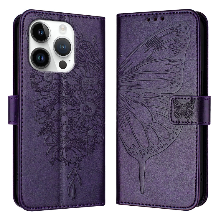 Estuche para teléfono de cuero con mariposa en relieve, For iPhone 16 Pro, For iPhone 16 Plus, For iPhone 16, For iPhone 15 Pro Max, For iPhone 15 Pro, For iPhone 15 Plus