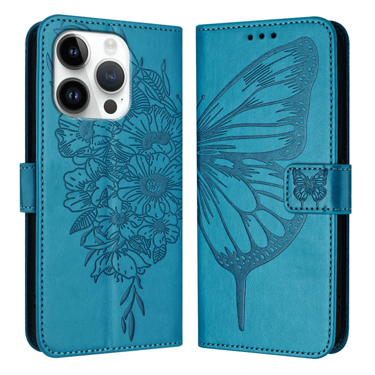 Estuche para teléfono de cuero con mariposa en relieve, For iPhone 16 Pro, For iPhone 16 Plus, For iPhone 16, For iPhone 15 Pro Max, For iPhone 15 Pro, For iPhone 15 Plus