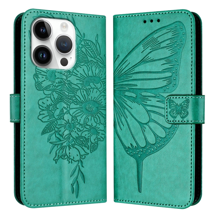 Estuche para teléfono de cuero con mariposa en relieve, For iPhone 16 Pro, For iPhone 16 Plus, For iPhone 16, For iPhone 15 Pro Max, For iPhone 15 Pro, For iPhone 15 Plus