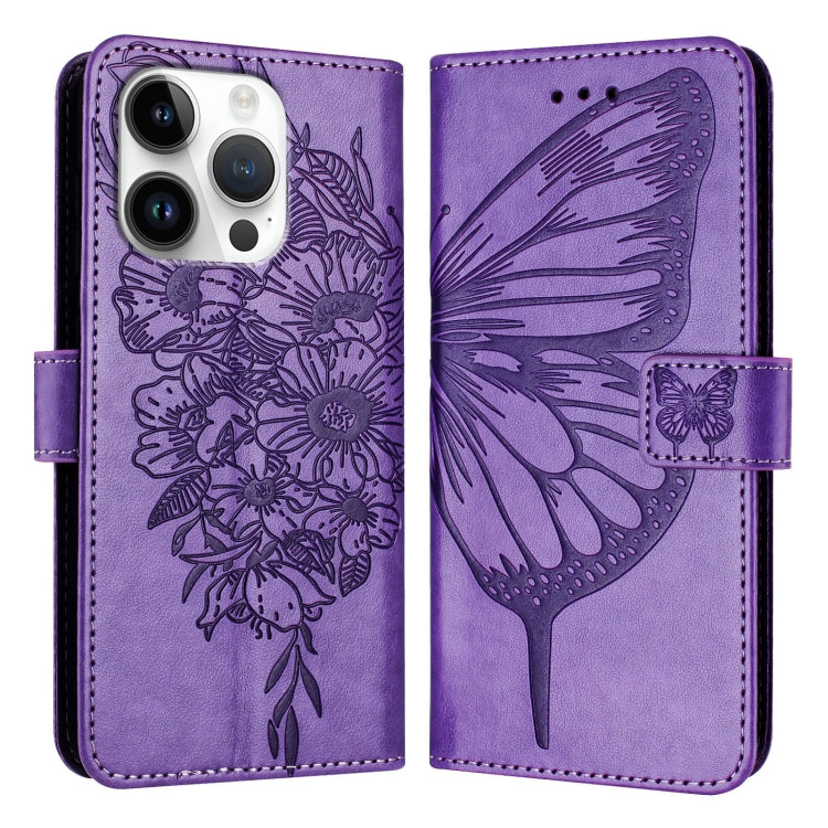 Estuche para teléfono de cuero con mariposa en relieve, For iPhone 16 Pro, For iPhone 16 Plus, For iPhone 16, For iPhone 15 Pro Max, For iPhone 15 Pro, For iPhone 15 Plus