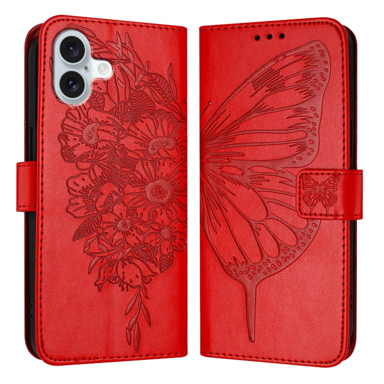 Estuche para teléfono de cuero con mariposa en relieve, For iPhone 16 Pro, For iPhone 16 Plus, For iPhone 16, For iPhone 15 Pro Max, For iPhone 15 Pro, For iPhone 15 Plus