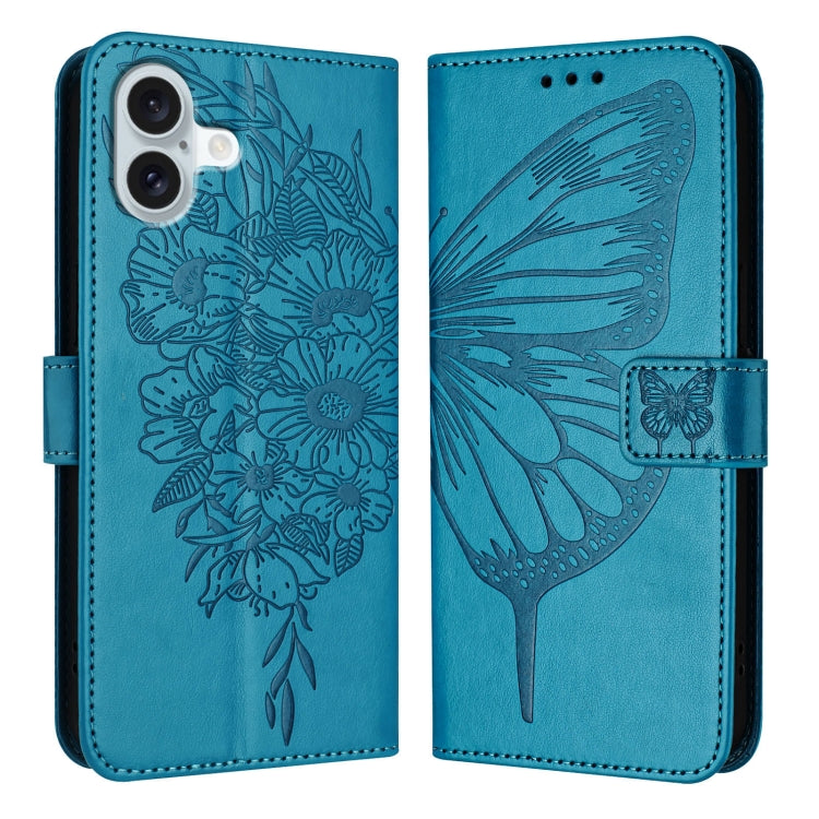 Estuche para teléfono de cuero con mariposa en relieve, For iPhone 16 Pro, For iPhone 16 Plus, For iPhone 16, For iPhone 15 Pro Max, For iPhone 15 Pro, For iPhone 15 Plus