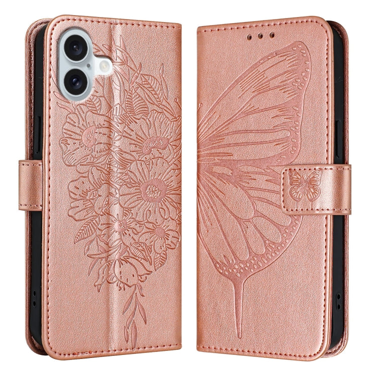 Estuche para teléfono de cuero con mariposa en relieve, For iPhone 16 Pro, For iPhone 16 Plus, For iPhone 16, For iPhone 15 Pro Max, For iPhone 15 Pro, For iPhone 15 Plus
